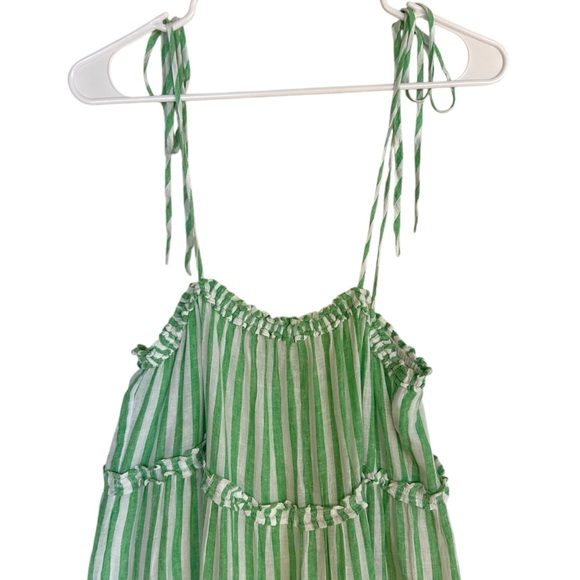 Rails Carolyn Tiered Babydoll Dress Cayman Green Stripe Beach Coastal Loose - Picture 8 of 15